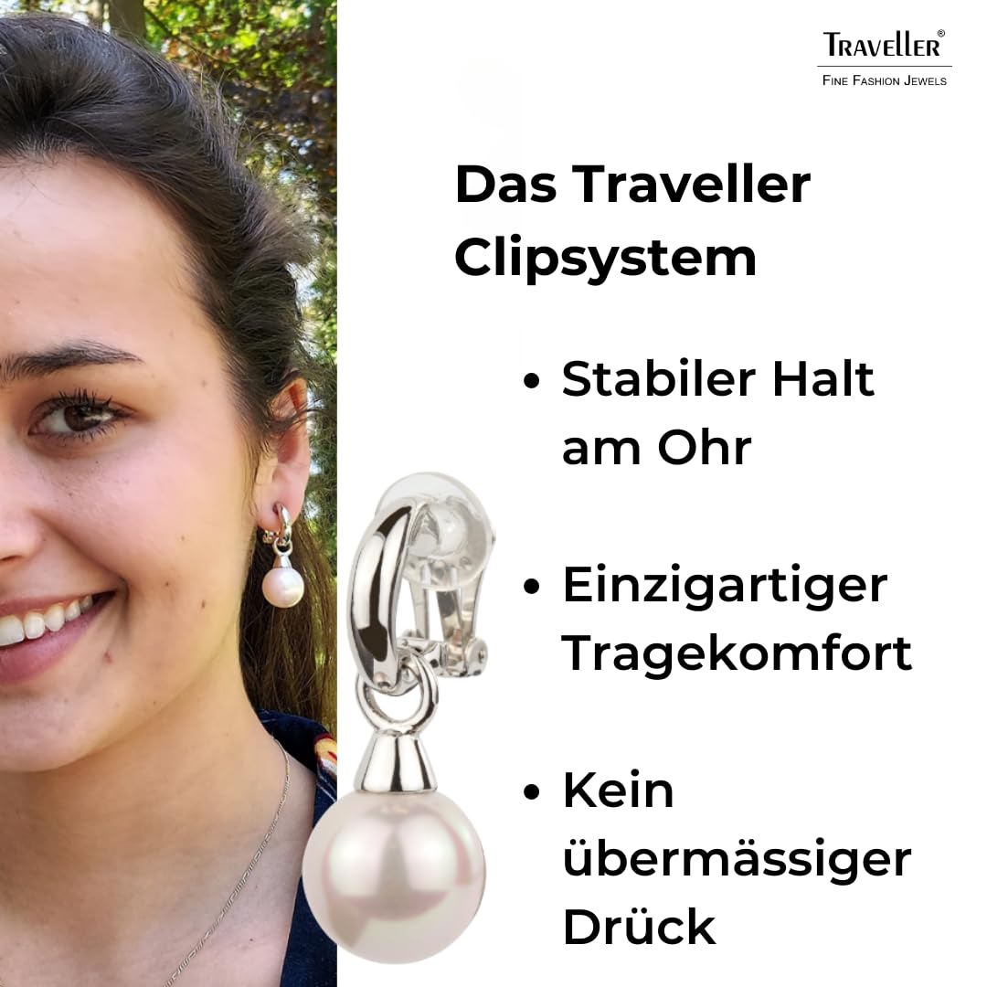 Traveller Orecchini a clip – Gancio – 14 mm perla, Perla