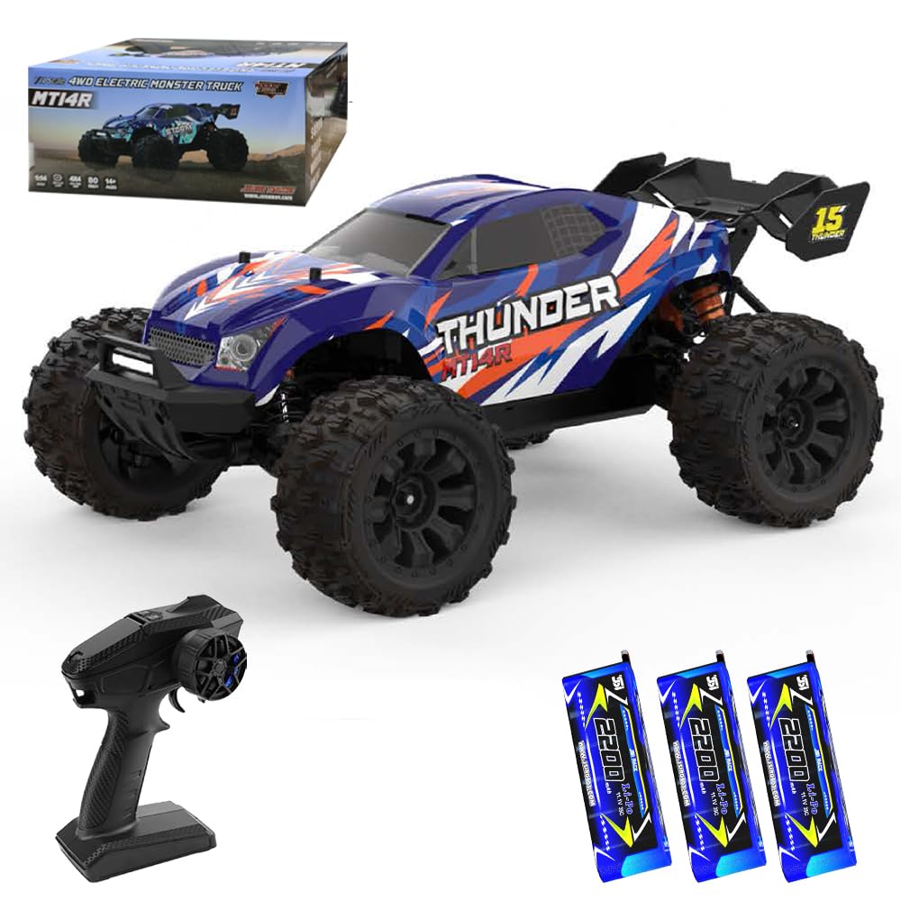 X-Verse MT14R 4WD 100KM/H Coche teledirigido, 1:14, resistente al agua, con motor 3S sin escobillas, 2,4 GHz, todo terreno, todoterreno, para adultos, 3 pilas, color rojo