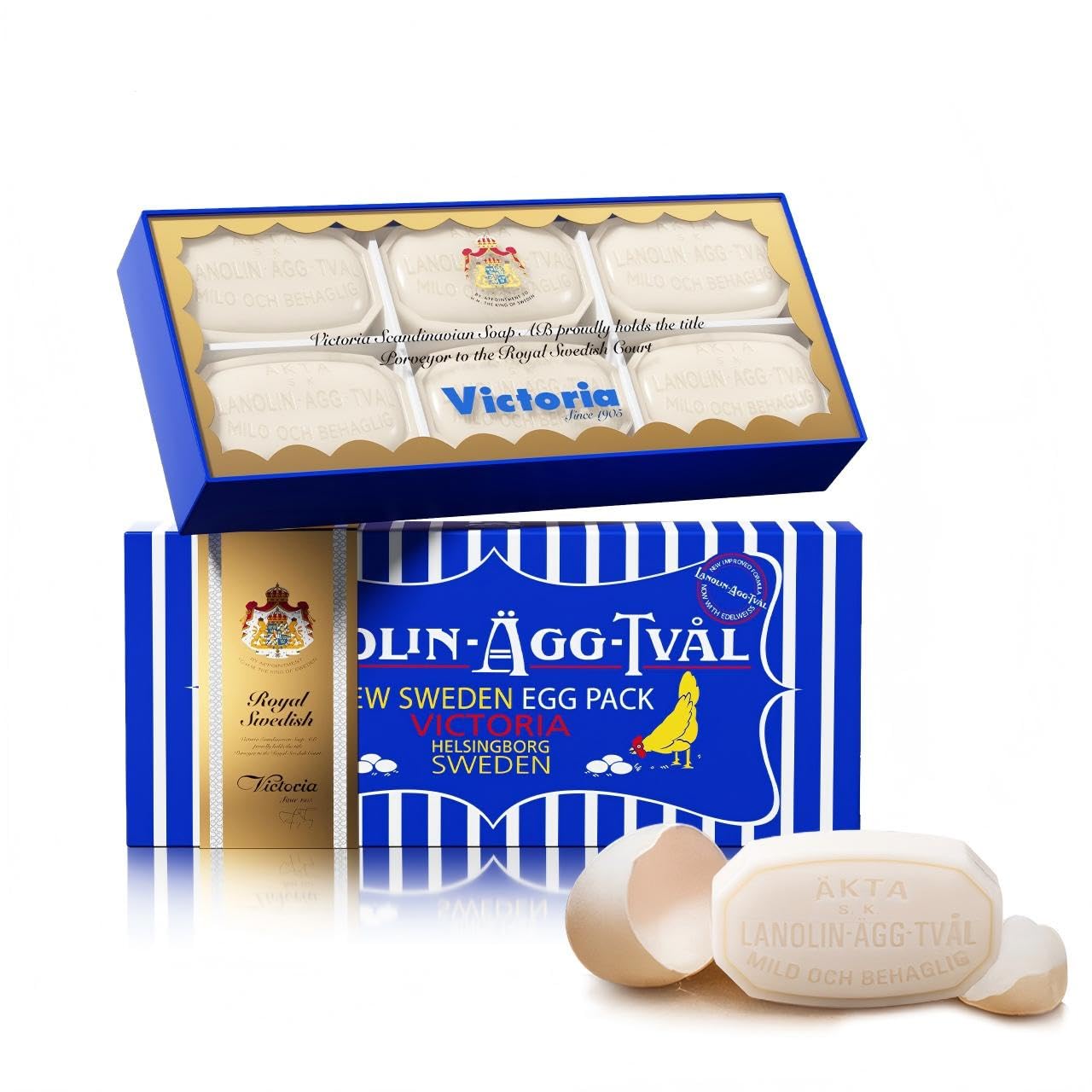 Victoria Soaps of Sweden Swedish Facial Soap Lanolin-Agg-Tval 50g x 7 with Case (Dry Skin/All Skin Type)