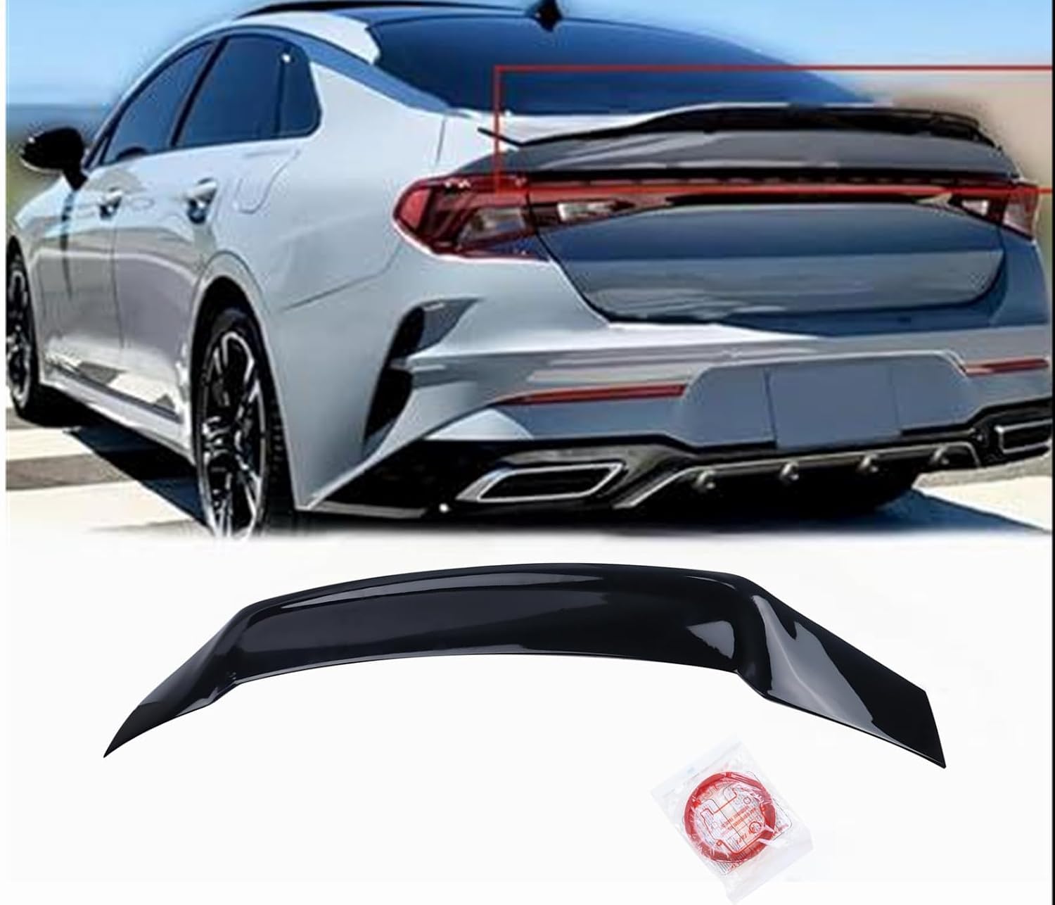 Rear Trunk Spoiler Glossy Black Compatible with 2021-2024 KIA K5 LX LXS GT EX R Style Duckbill Spoiler Rear Wing Lip
