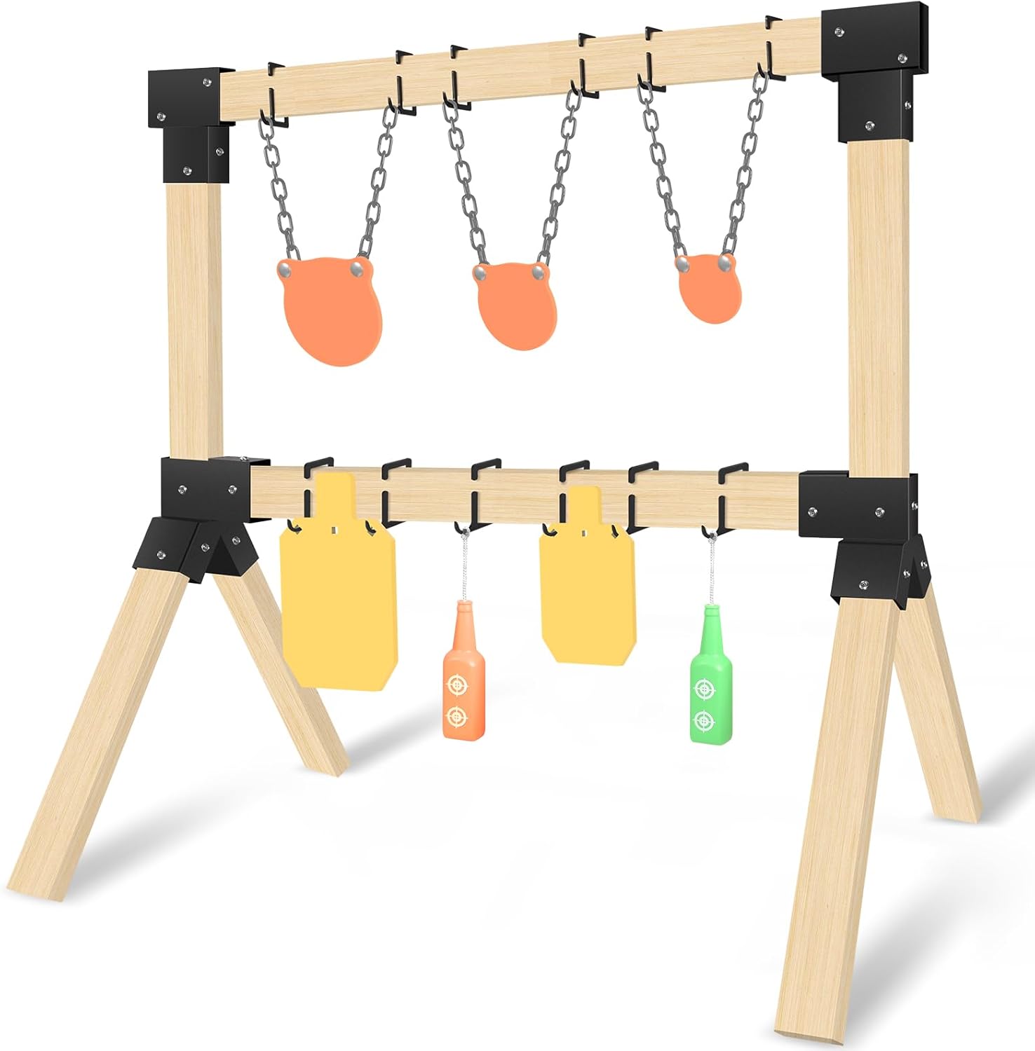 GADFISH 2x4 Steel Target Stand Brackets, Modular Shooting Target Hanger, Shooting Target Holders, Heavy Duty Y & T Brackets with 12 Hanger Hooks for DIY Shooting Outdoor Range(Only Brackets)