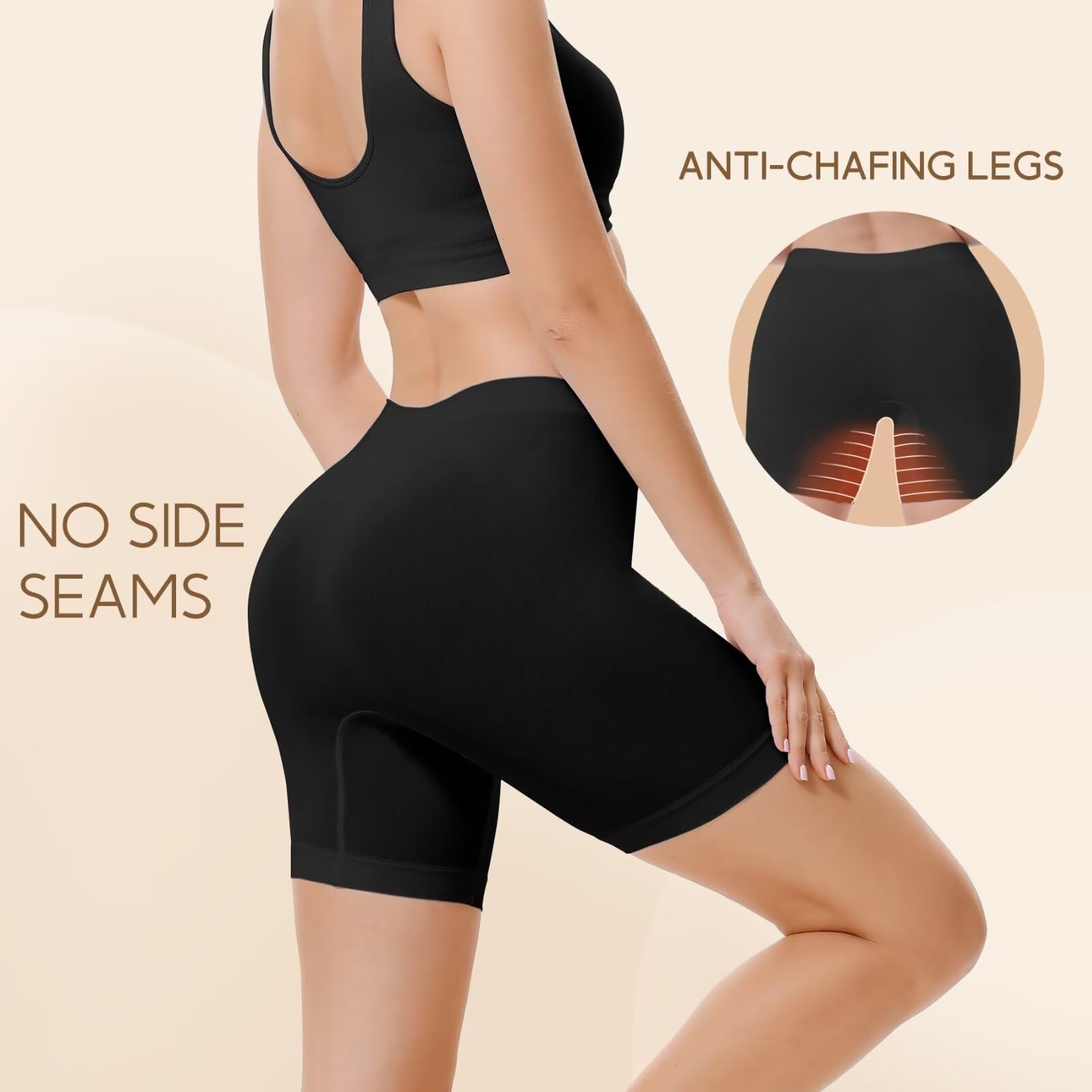 YouShow 3 Pack Pantalon Antirozaduras Mujer Debajo la Falda Pantalones Cortos Vestir Braga Anti Roce - 3