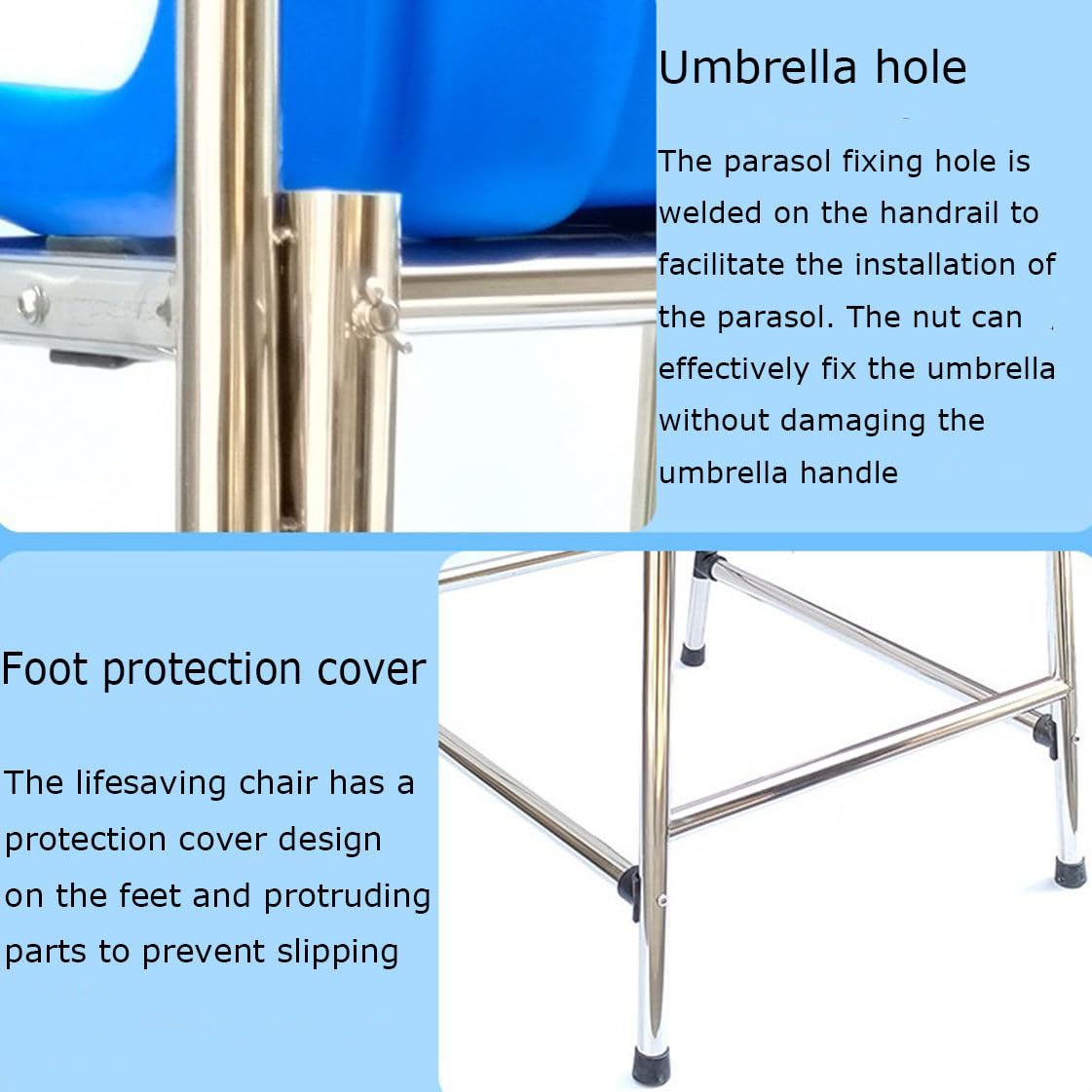 Silla de socorrista de Piscina Escalera de Piscina Equipo de Seguridad Silla de Socorrista, 120/150/ 180cm de Altura Sillas de Salvamento de Alta Resistencia para Playa,H-150cm/59in/4.9ft