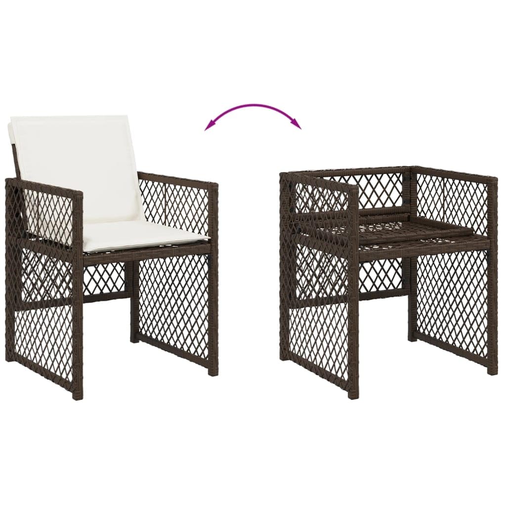 15-częściowy zestaw do jadalni z poduszkami, brązowy polirattan, 275 x 106 x 73 cm, na taras, balkon, do jadalni, odporny na promieniowanie UV, łatwy w pielęgnacji, trwały zestaw mebli