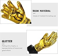 Vista 5 de ULTNICE Trofeo de portero de fútbol de 10.6 pulgadas con forma de guantes dorados con base para reconocimiento de partidos de jardín de infantes