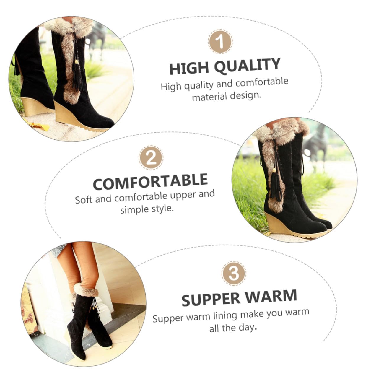 IMIKEYA Stivali Alti da Donna Invernali Stivali da Neve Robusti Caldi Antiscivolo Scarpe Invernali Imbottite Lunghe