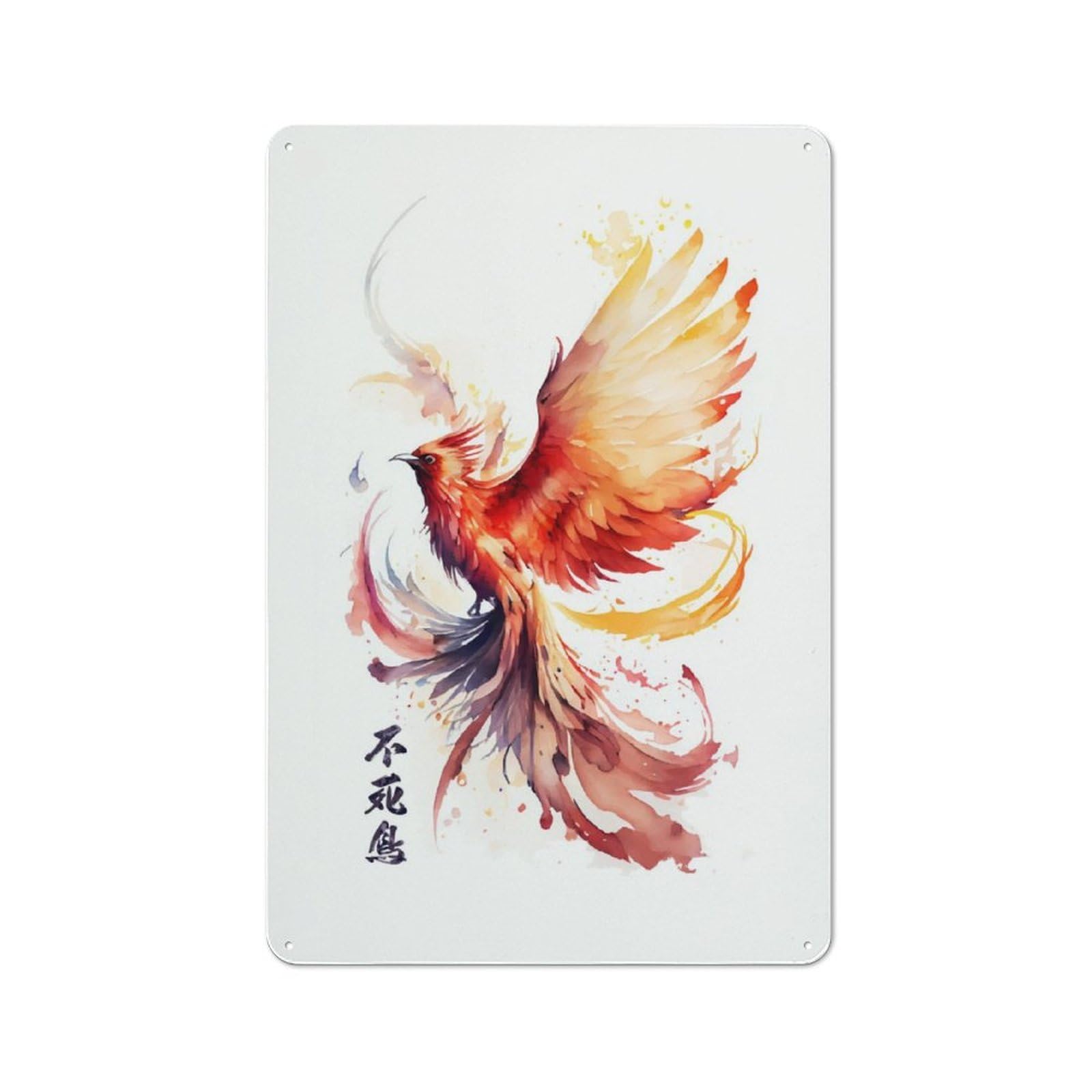 Junmoney Phoenix Rustic Metal Sign 30X20cm Featuring For Hallway Wall, For Collectors Decorating Hallways And Entrance Areas