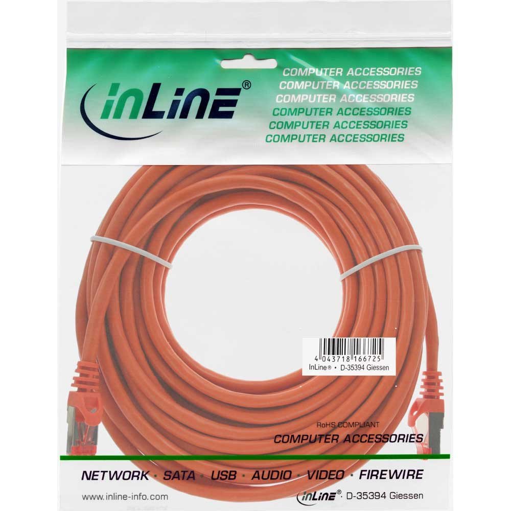 InLine 4043718037032 - Cable de Red (20 m, Cat6, S/FTP (S-STP), RJ-45, RJ-45, Naranja)