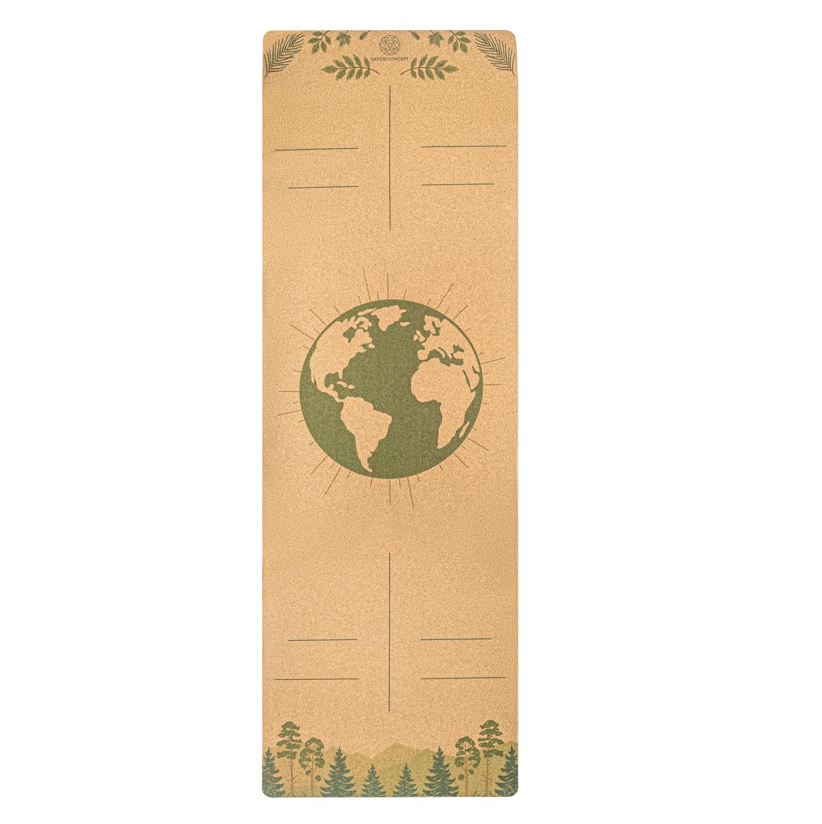 Satori Concept Cork Yoga Mat with Natural Rubber Base, Extra Size, Thickness and Support, Excellent Cushion & Grip, Non-Slip, Non-Toxic,