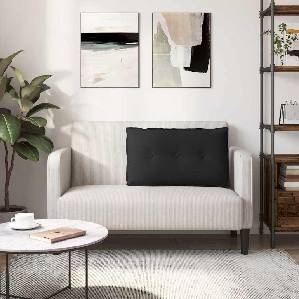 Cojín de respaldo de 80 x 50 cm, color negro, cómodo cojín de microfibra, cojín decorativo rectangular con relleno de poliéster y funda extraíble para cama, sofá y sala de estar
