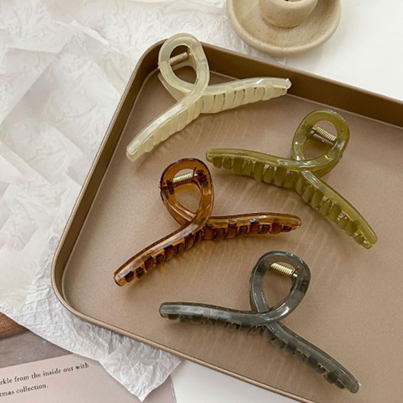 4 Pcs Solid Color Hair Claws Elegant Clear Acrylic Hair Clips Korean Hairpins Barrette Headwear For Women Girls Hair Accessories Gifts,Multi