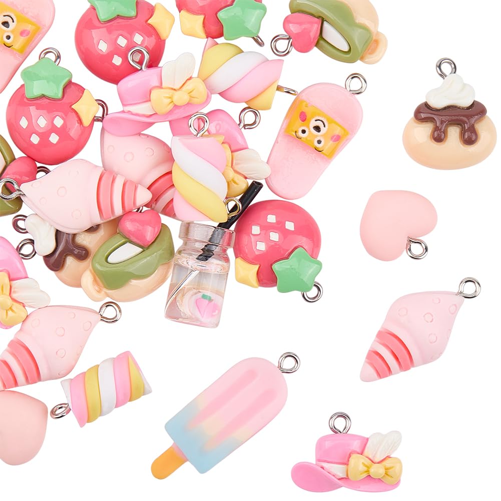 Breloque d'été en résine SUNNYCLUE : 30 pendentifs océan et dessin animé pour bijoux DIY