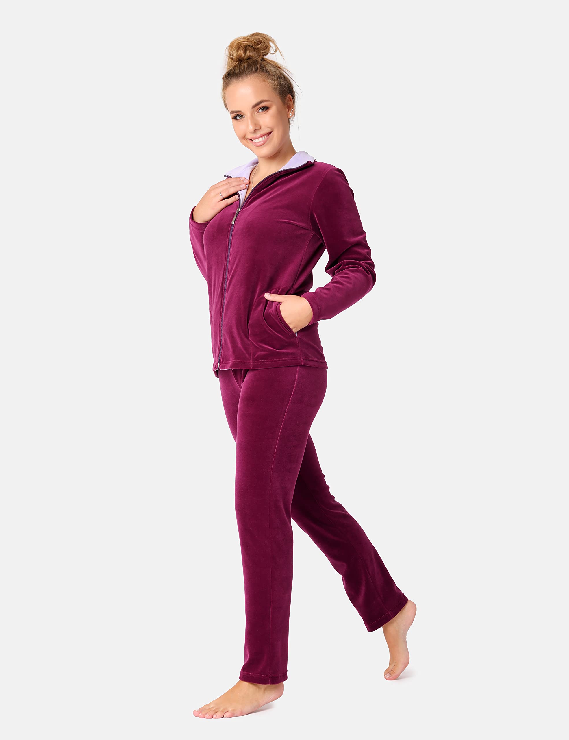 Dres Damski z Weluru Merry Style MSMG001 Śliwkowy 3XL