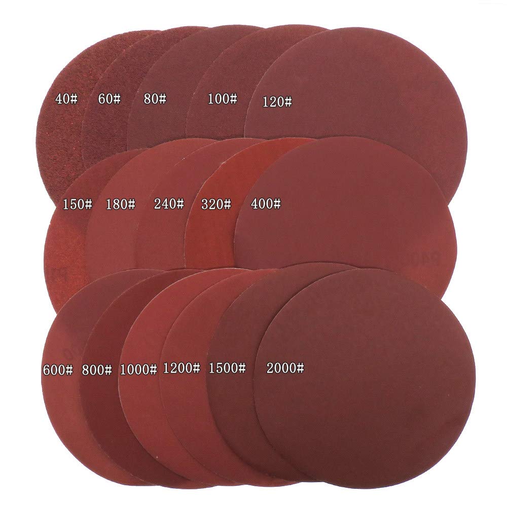 Discos de lijado de 150 mm Lijadora de discos de lija con gancho y bucle de 6 pulgadas Almohadillas de pulido abrasivas Grano 40-2000 para pintura de metal de madera Auto, 40,50PCS