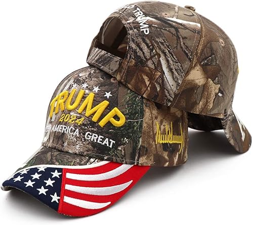Miniatura 7 de Sombrero de Trump 2024 - Sombrero de Donald Trump - Gorra de béisbol ajustable con bordado de camuflaje MAGA con bandera de Estados Unidos