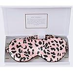 ZIMASILK Adjustable 100% 22 Momme Mulberry Silk Sleep Mask for Sleeping, Filled with Premium Mulberry Silk, Softest & Breathable Eye Sleeping Mask (Leopard - Black Pink)