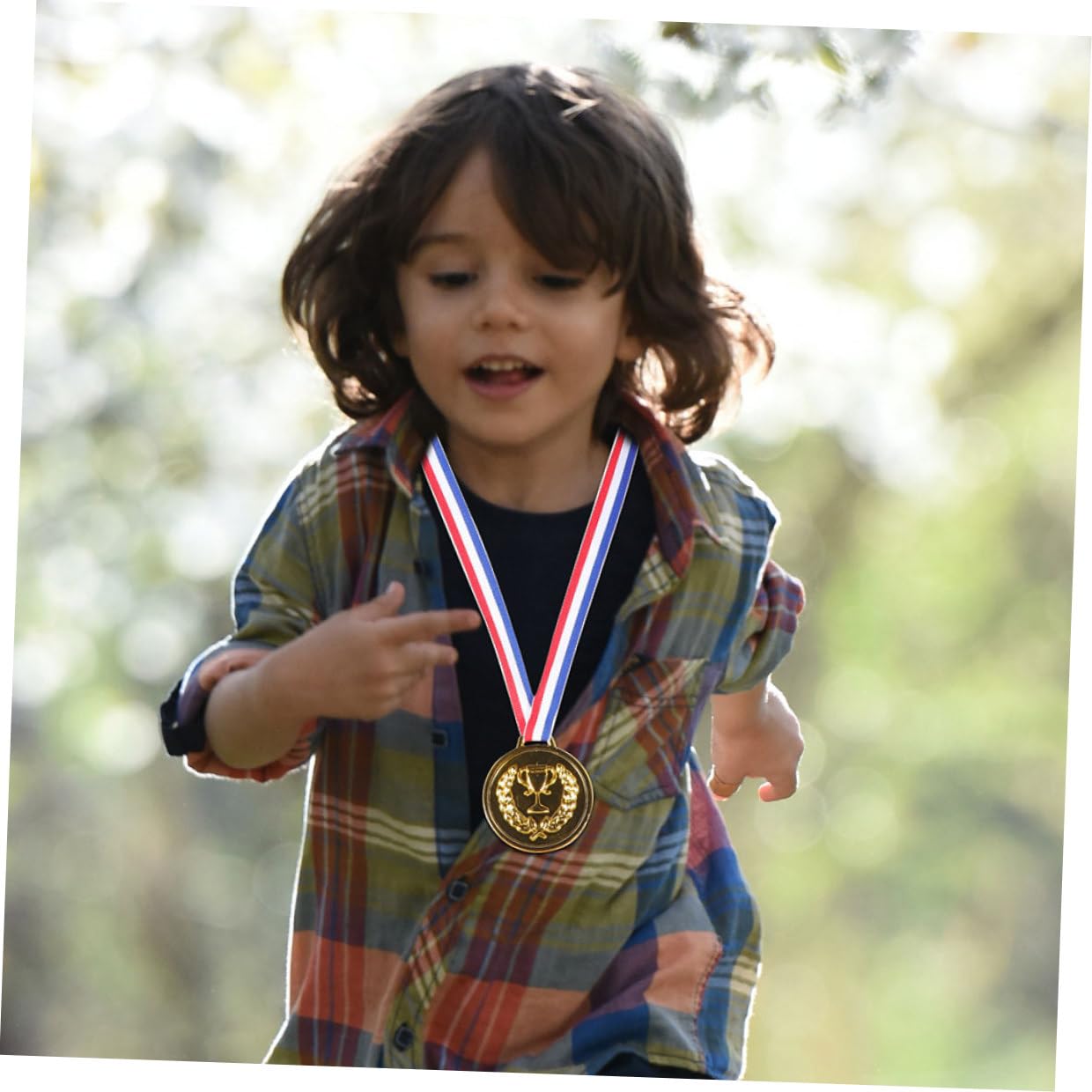 ABOOFAN 50 Pezzi Medaglie d'oro per Bambini con Nastri, Medaglie Sportive da Competizione in Metallo Galvanizzato, Premi per Vincitori di Calcio e Basket, per Feste e Eventi Sportivi Bambini