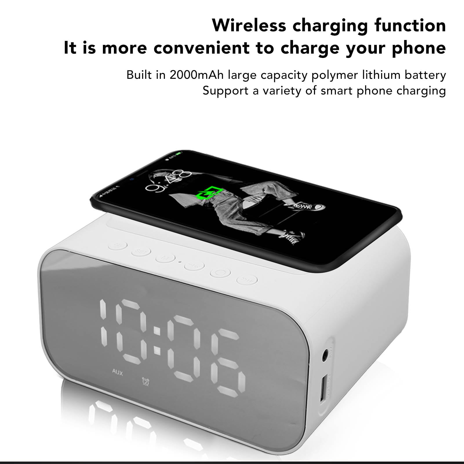 3 in 1 Charger,Speaker with Dual Alarm, FM Radio, and Sleep Timer. Compatible with AllDevices. for Bedroom, Office (White)