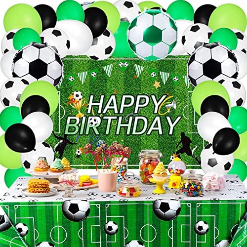 Hydren 122 Pcs Soccer Party Decorations Birthday Supplies Include Balloons Backdrop Plastic Table Covers Tablecloth For Jungle Theme Sport Activity Kid Adult #TOP17