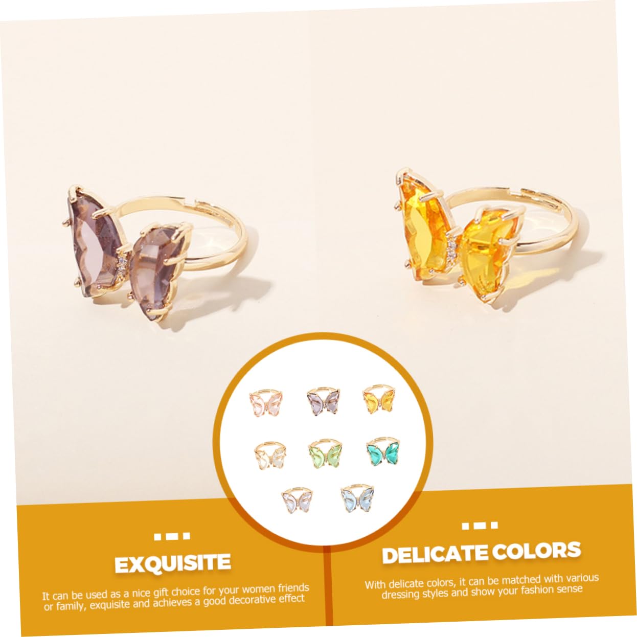 LIFKOME Pz Anello farfalla anello di farfalle femminili squilla la signora anelli per donna ragazza carino azure femal casual per ragazze gioielli e Acrilico