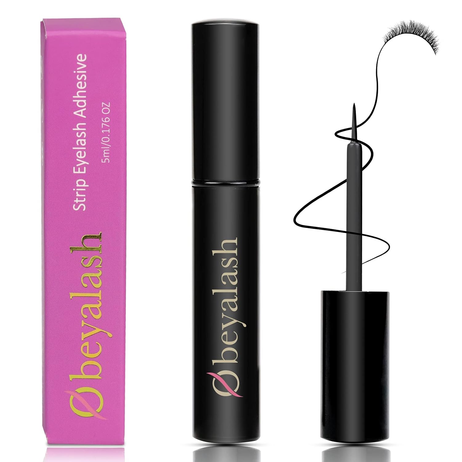 Obeyalash Black Eyelash Glue, Super Strong Hold, Waterproof, Strip Form, False Eyelash Adhesive