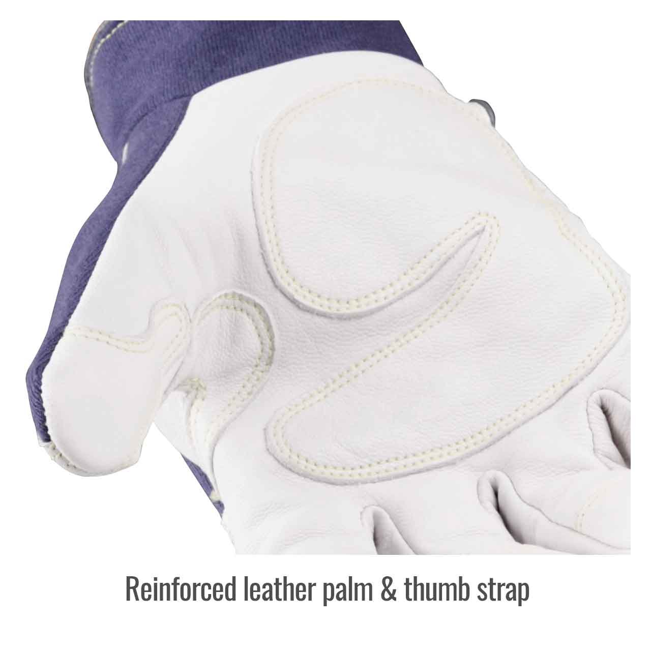 Black Stallion (GX5015 ARC-Rated Mechanics Glove, Premium Grain Goatskin Leather Palm, Flame Resistant Cotton Back & Fleece Lining, Abrasion Resistant, Kevlar Stitching, Medium, White/Navy