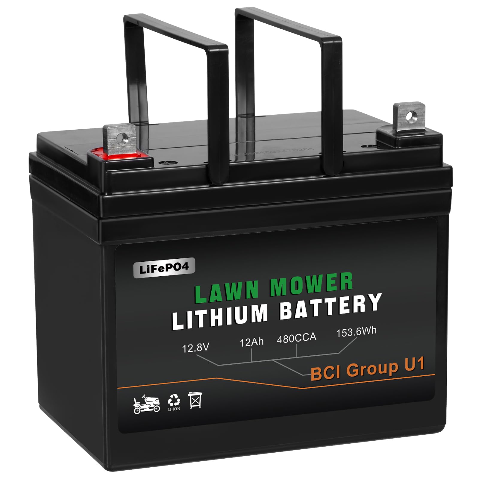 WEIZE 12.8V 12Ah Lithium Battery for Lawn Mower and Tractor, 480CCA BCI Group U1 LiFePO4 Batteries, Compatible with John Deere, Toro, Cub Cadet, and Craftsman