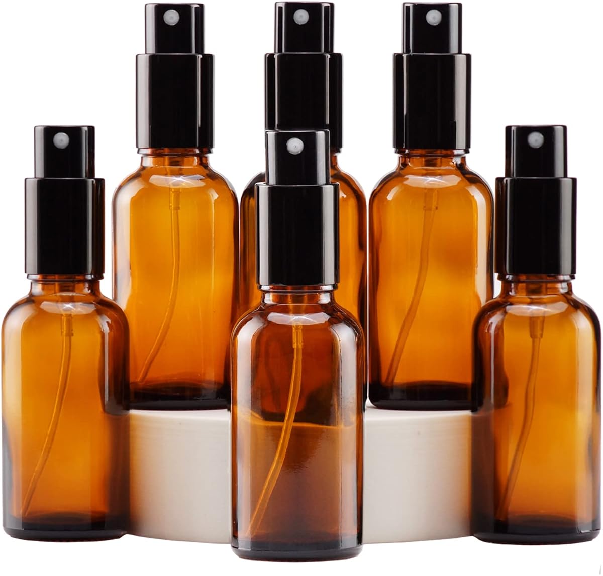 YIZHAO Amber Glass Spray Bottles 1oz, with Small Fine Mist Spray, Metal Cap, Refillable for Essential Oil,Travel,Cleaning,Perfume,Aromatherapy,Makeup – 6 Pcs