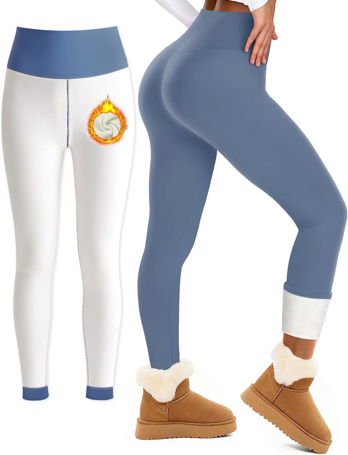 Bluemaple Fleece Lined Leggings for Women High Waisted Tummy Control Thermal Warm Winter for Women Workout Yoga Pants