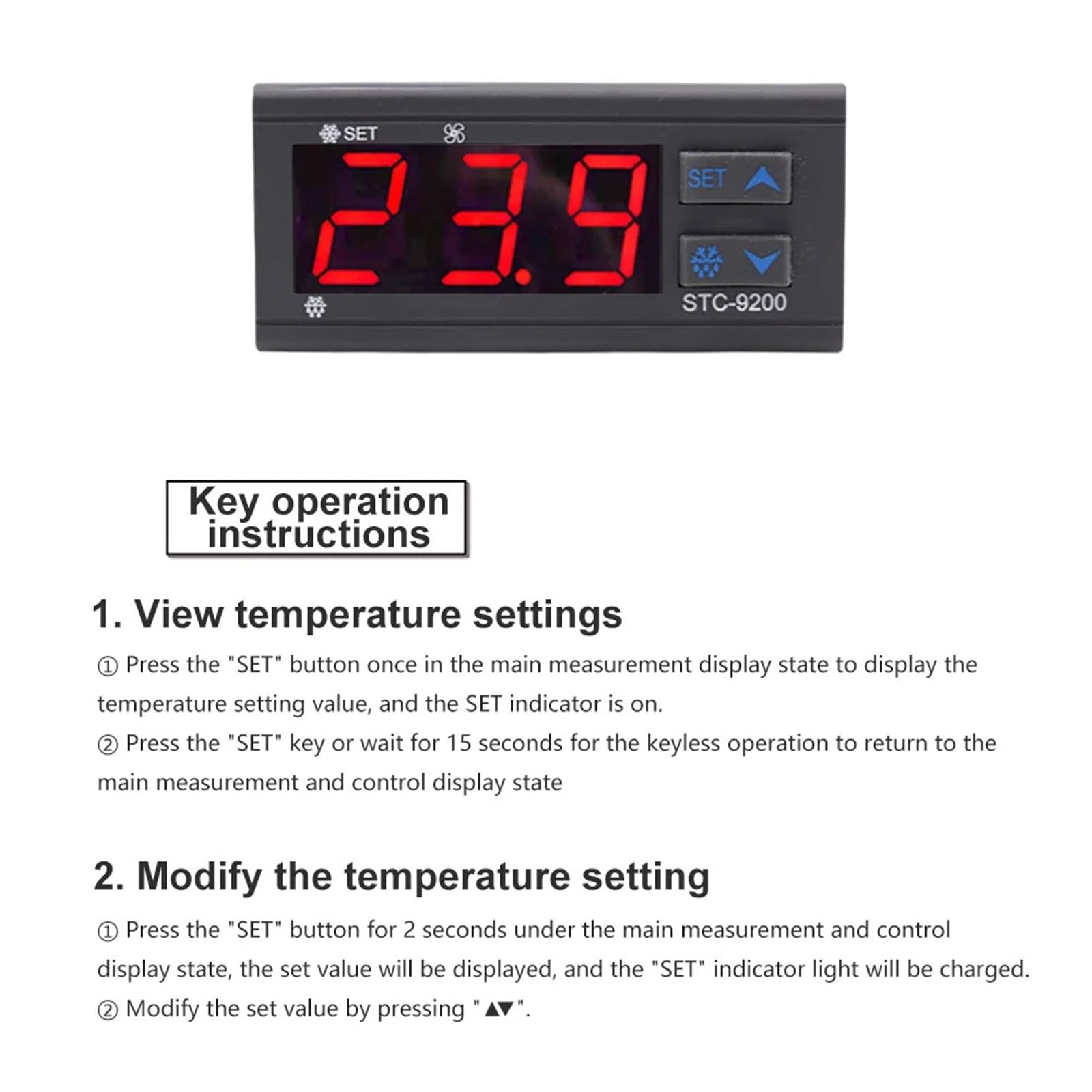 Termostato controlador de temperatura STC-9200, refrigerador automático inteligente Digital, incubadora de almacenamiento en frío, CA 110-220V CC 24V/12V(AC 110-220V)