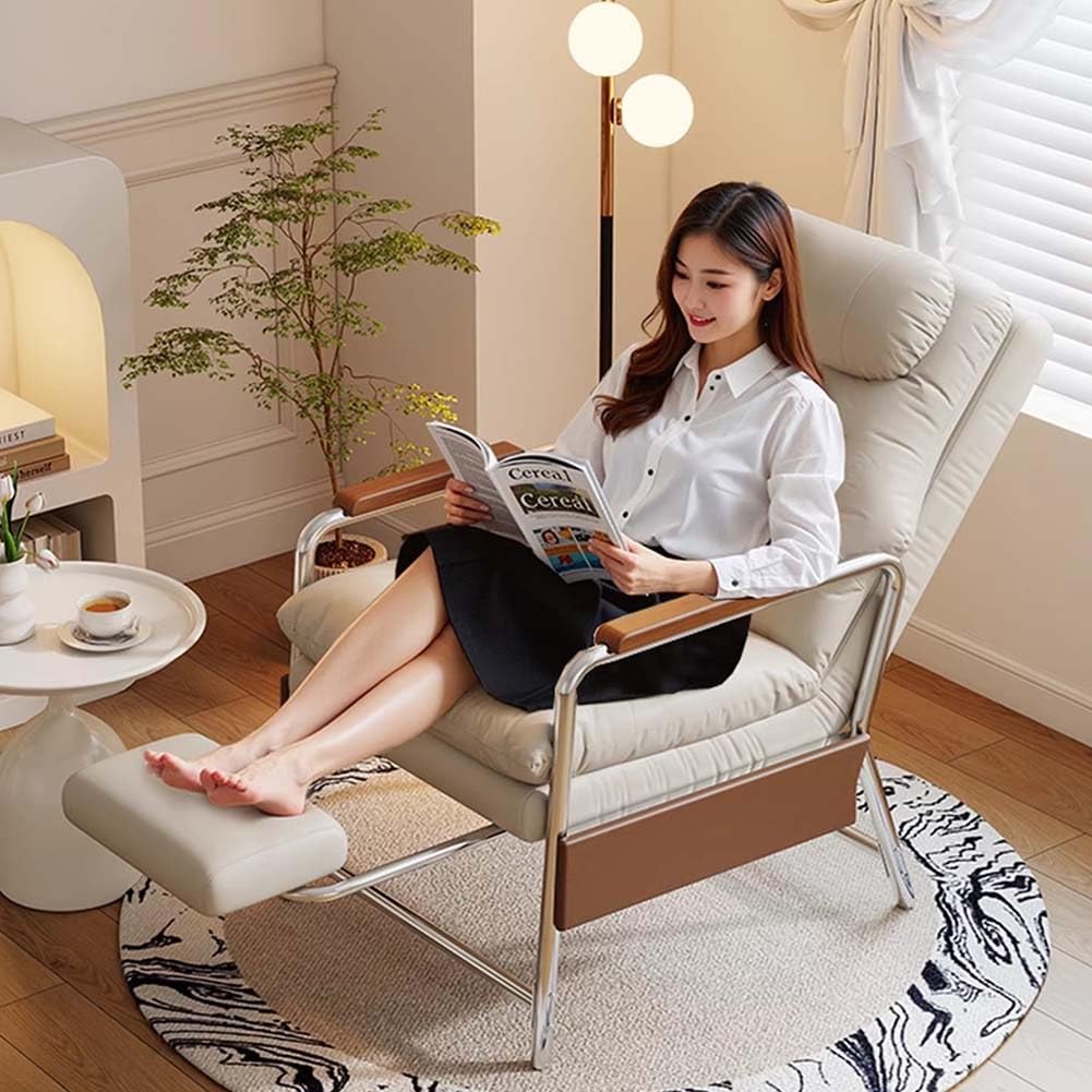 Ergonomiczne krzesło rozkładane, regulowane oparcie, do salonu, sypialni, biura, funkcja 3 w 1, do czytania i relaksu