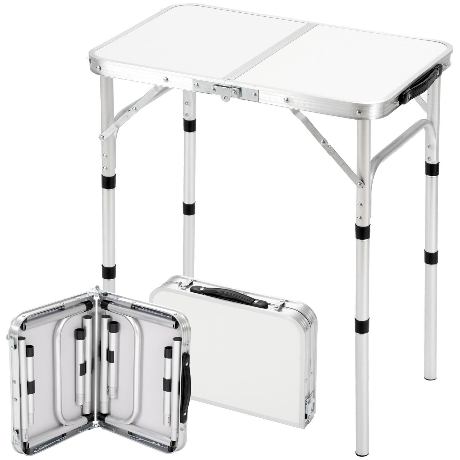 Velway Table de Camping Pliante Portable, Plateau 60×40 cm, Aluminium