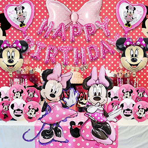 Min Mouse Birthday Party Supplies Party Decorations Include Happy Birthday Balloons And Foil Balloons， Minnie Party Supplies For Kids #TOP5