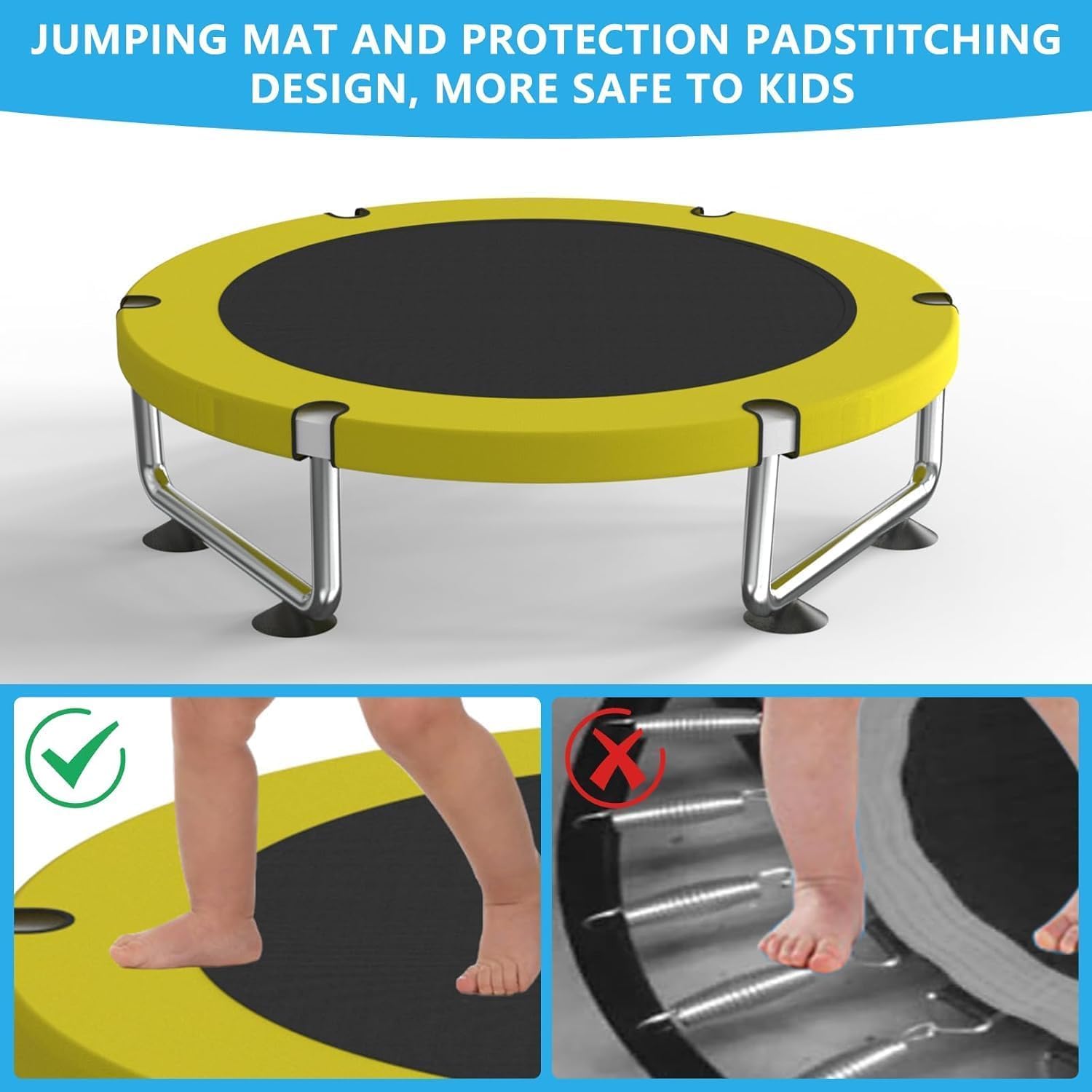 150cm Trampolin für Kinder, Trampolin Outdoor Indoor mit Sicherheitsnetz - 150kg verstellbares, für Jungen und Mädchen im Alter von 3–8 Jahren