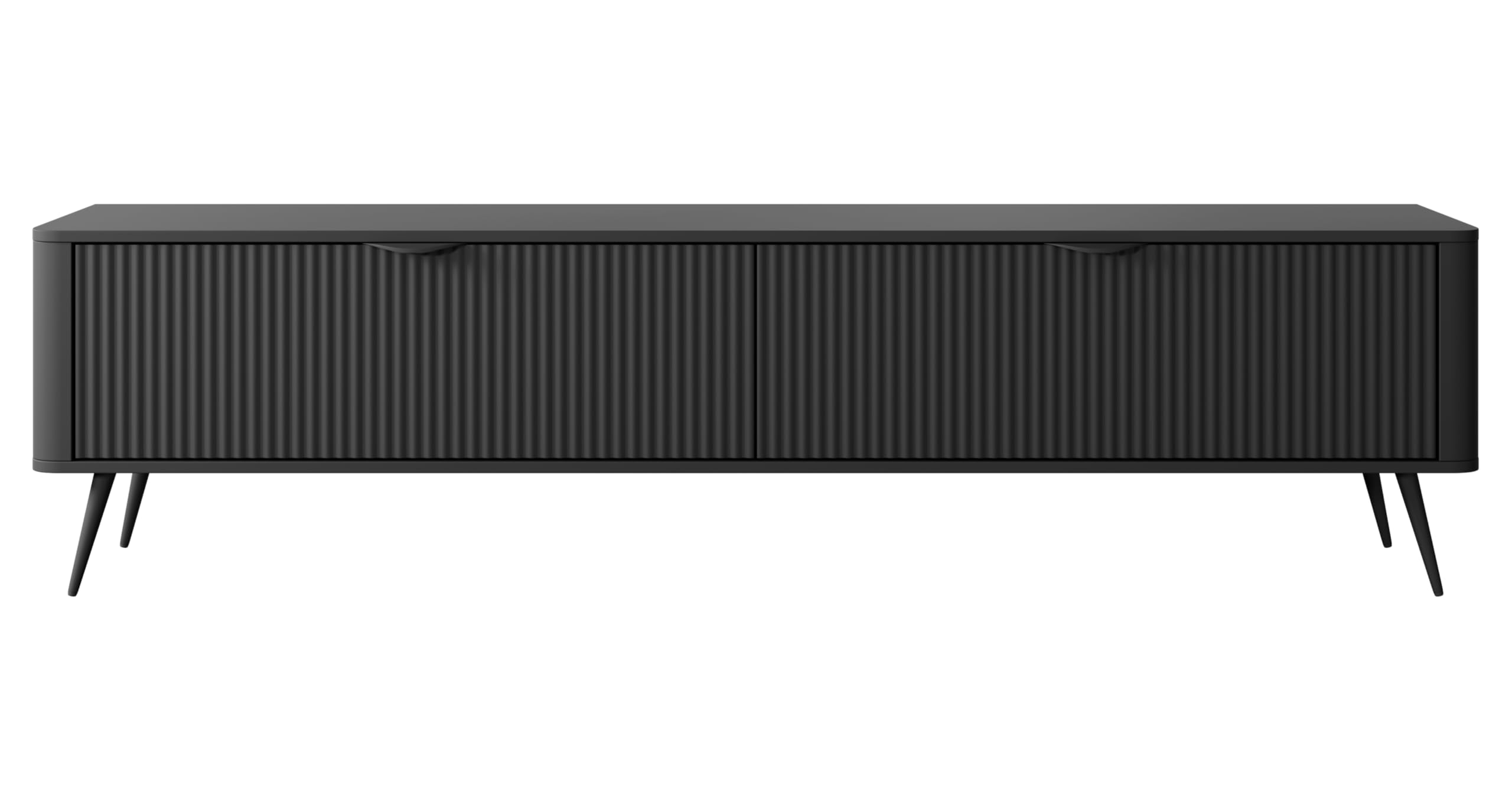 Moderner TV Lowboard Schwarz Matt Vespasia 200 2D – 200 cm Breite für Wohnzimmer