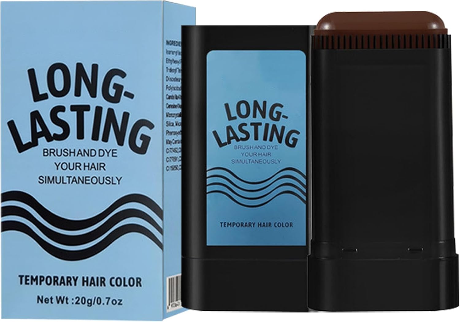 Hair Color Stick, Root Cover Up, Temporary Hair Dye, Waterproof Formula, Instant Natural-Looking Finish, Quick Ideal for Travel & Business, 20g, Black/brown
