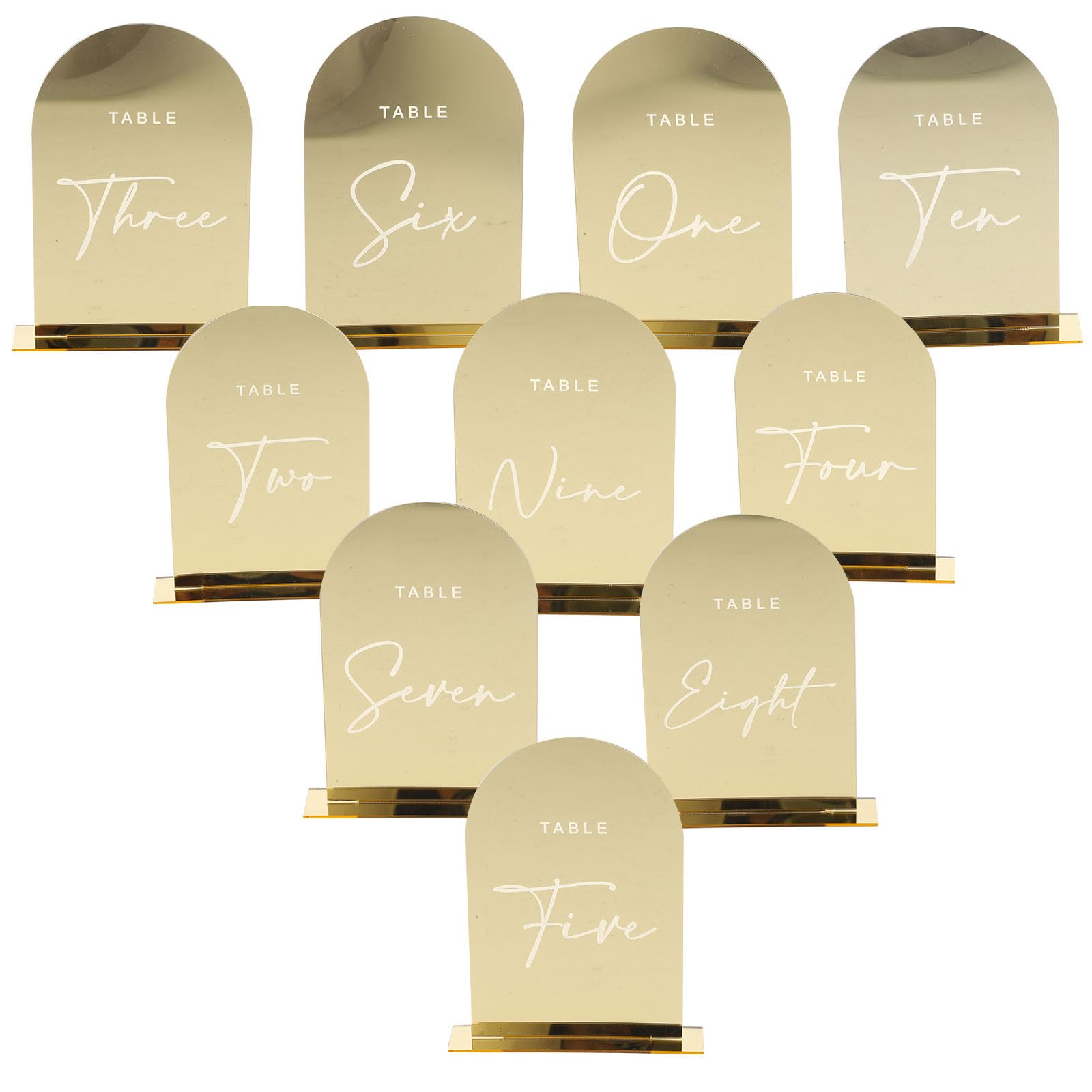 Holibanna 10 Stück Goldene Acryl Tischkarten mit Lasergravur für Hochzeit und Jubiläen Bruchsicher Leicht Filigran Verarbeitet Elegante Sitzkarten für Bankette und Feiern