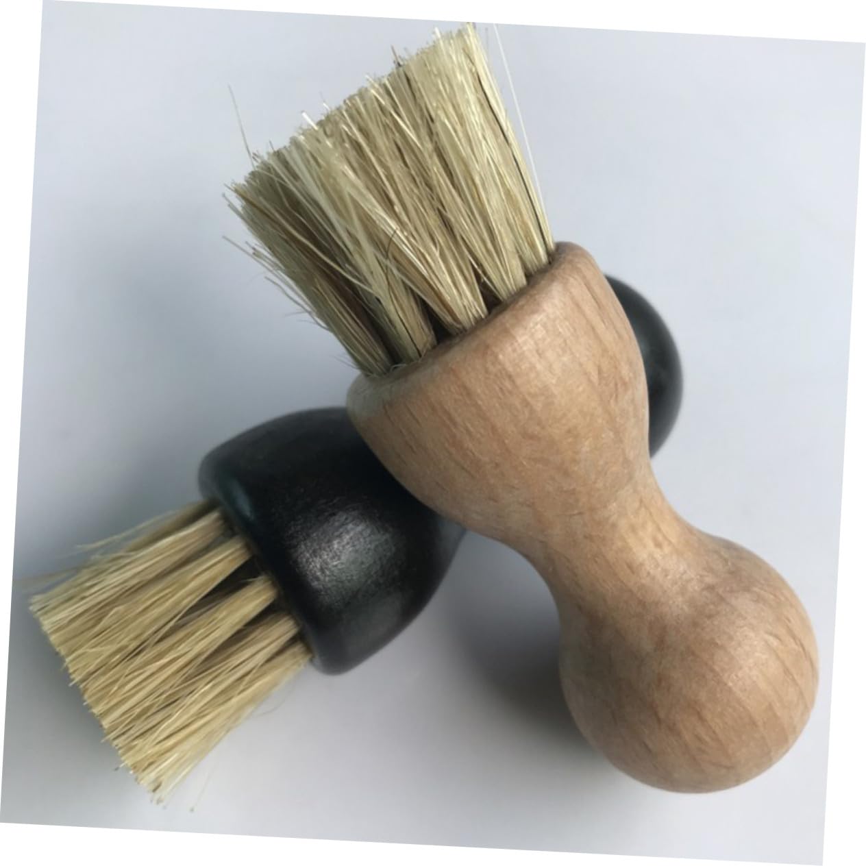 Gatuida 2 Piezas Cepillo para Zapatos de Cerdas de Jabalí con Mango de Madera de Haya Cepillo de Limpieza y Pulido Multifuncional Ligero y Portátil Oscuro para Calzado y Botas