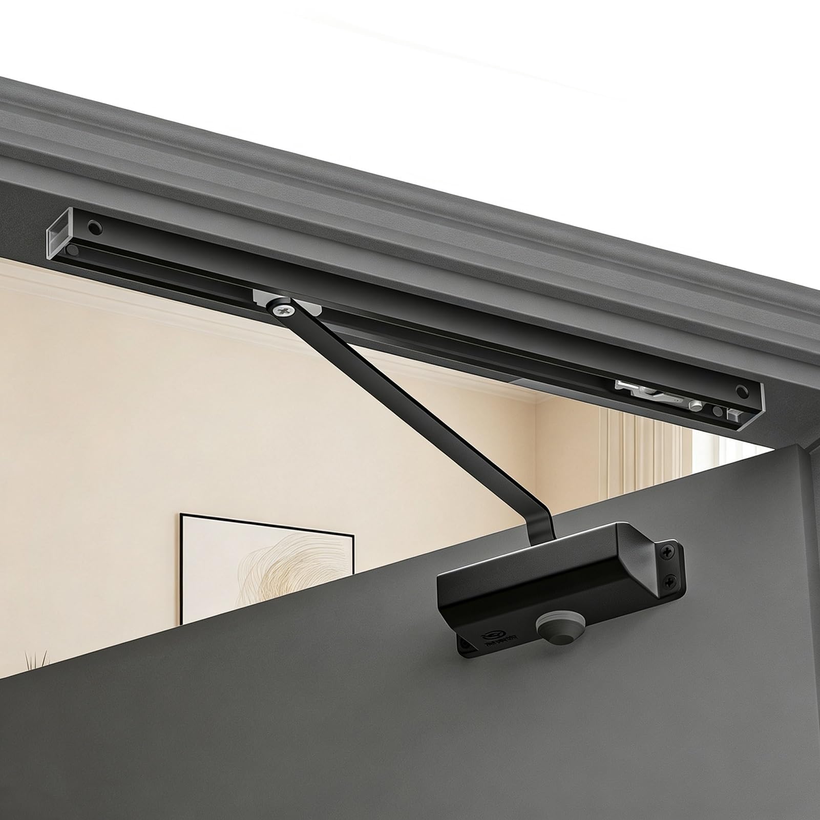Muelle Cierrapuertas Cierrapuertas Automático Negro Mate con Cierre Suave, Bisagra Hidráulica con Velocidad Ajustable, Muelle de Cierre Suave para Puerta de Garaje