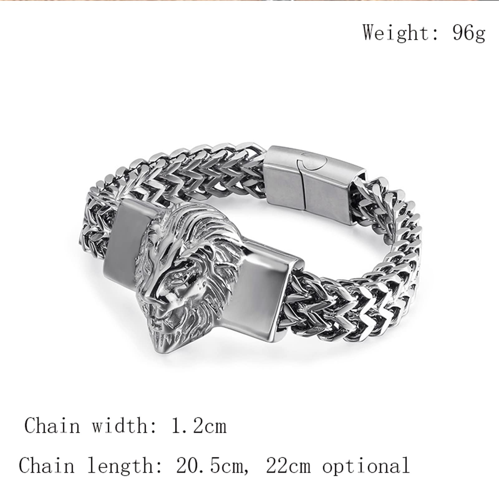 Men's Lion Head Cuban Chain Bracelet, Gothic Vintage Lion Head