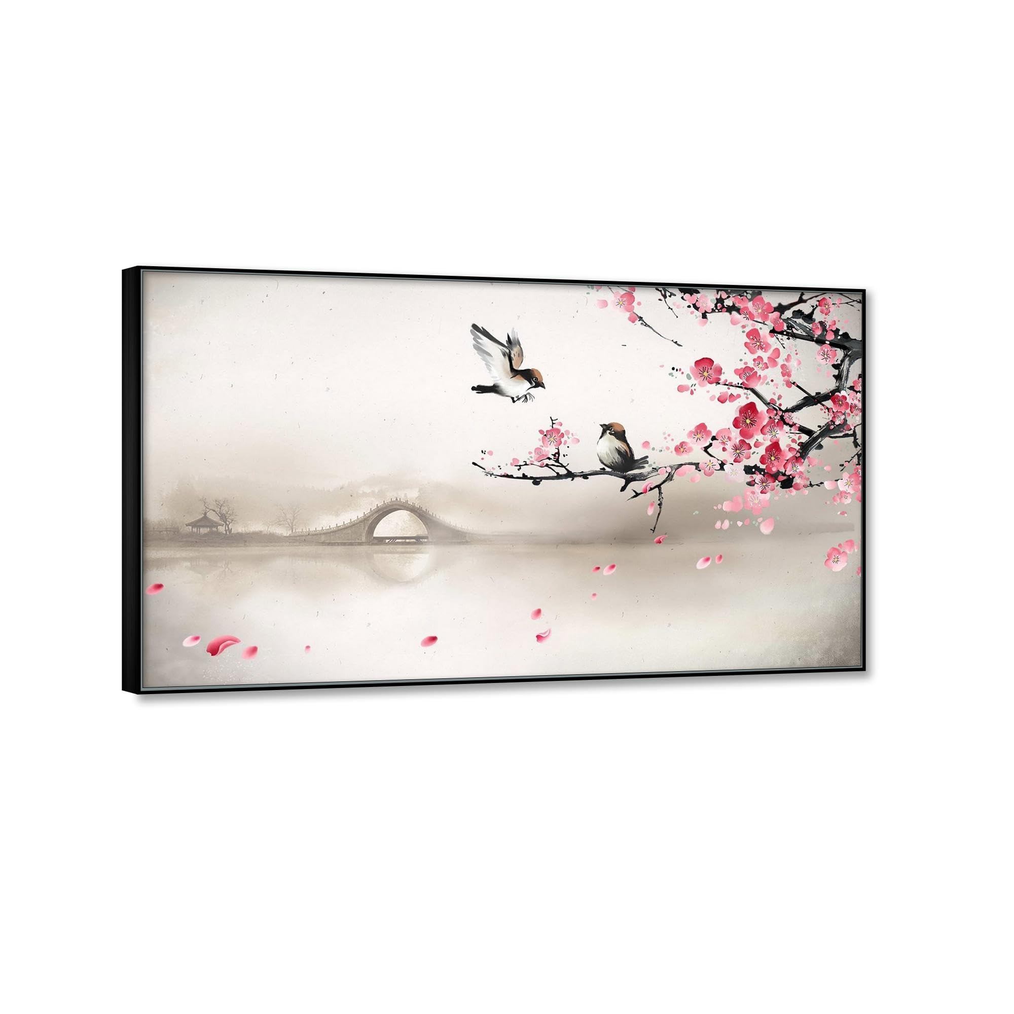 Amazon.com: Canvas Prints Wall Art Chinese flower and bird bridge