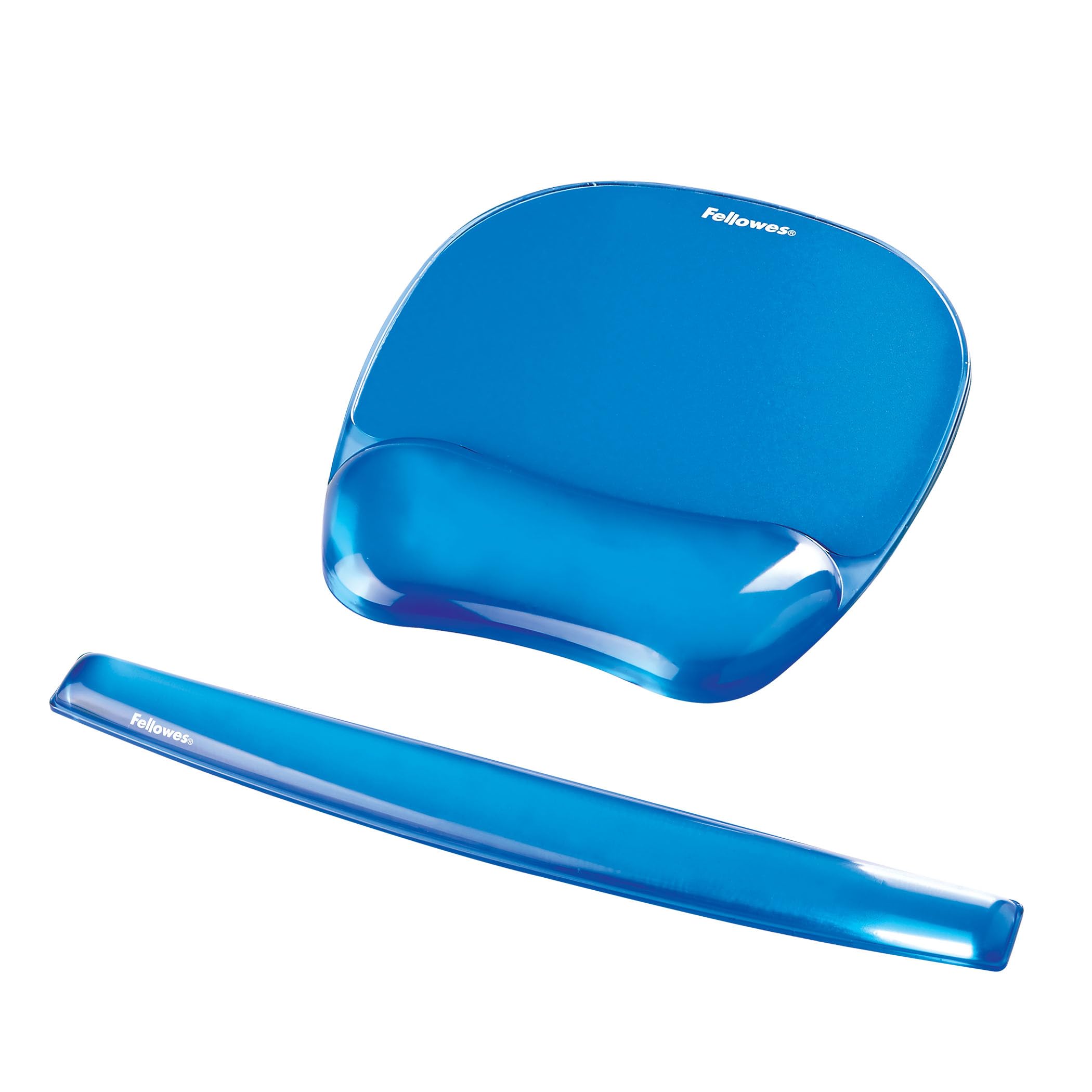 Fellowes Gel Crystals - Alfombrilla de ratón con reposamuñecas ergonómico, Color Azul + Reposamuñecas para Teclado, Azul