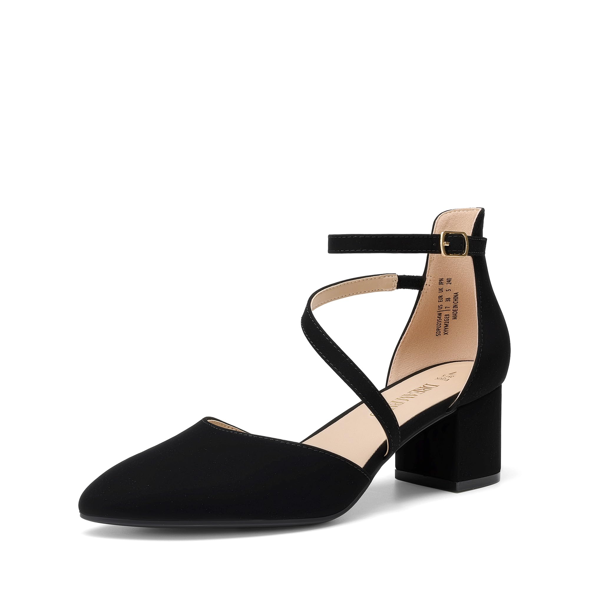 DREAM PAIRS Scarpe Tacco Donna Eleganti | Tacco 5 cm, punta chiusa, cinturino, TPR, matrimoni e lavoro.