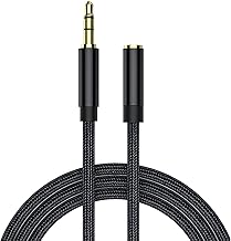 Stereo Audio Extension, 3.5 mm Black Nylon Braided Headphone Extension Cable for Mobile Phones, Speakers, Tablets, Computers and Car Radios, High Sound Quality and Durability