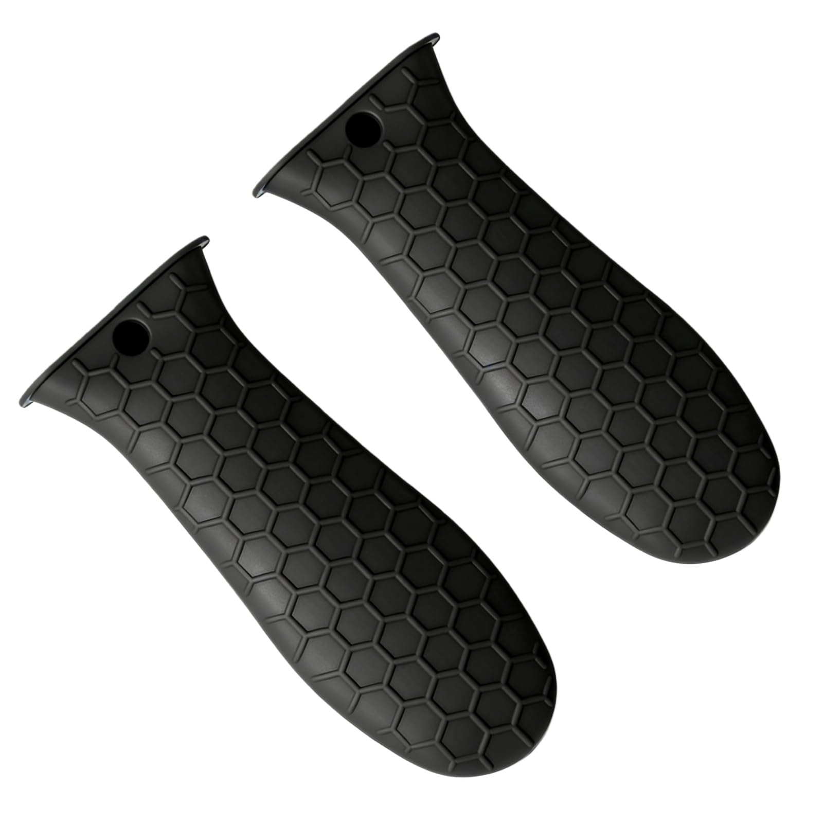2-Pack Heavy-Duty Silicone Handle Covers for Cast Iron Skillets, Extra Thick Heat-Resistant Pot Holder Sleeves with Non-Slip Grip for Frying Pans, Cookware (Black)
