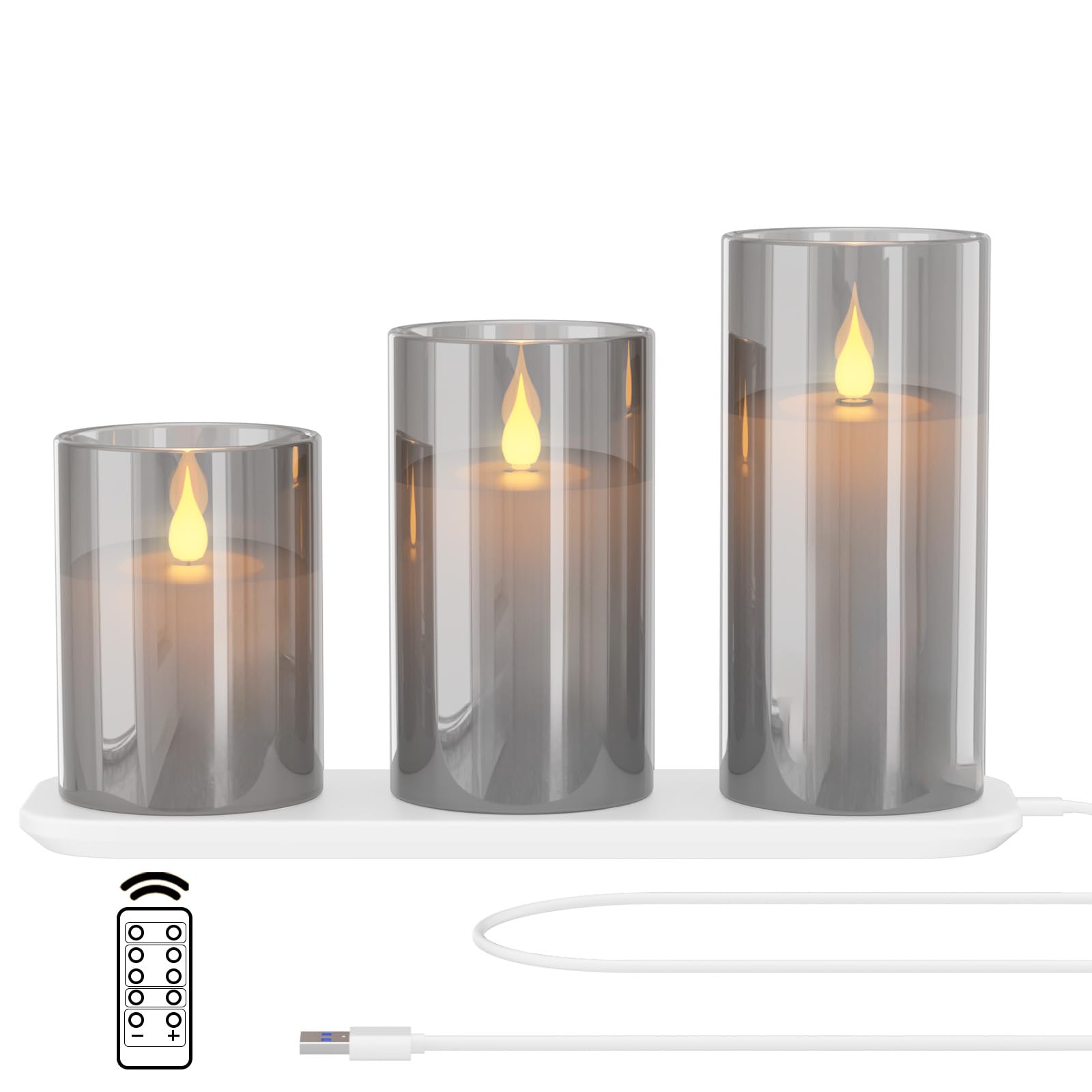 EXTSUD Rechargeable Flameless Candle, 12 Pcs Warm White LED Flickering