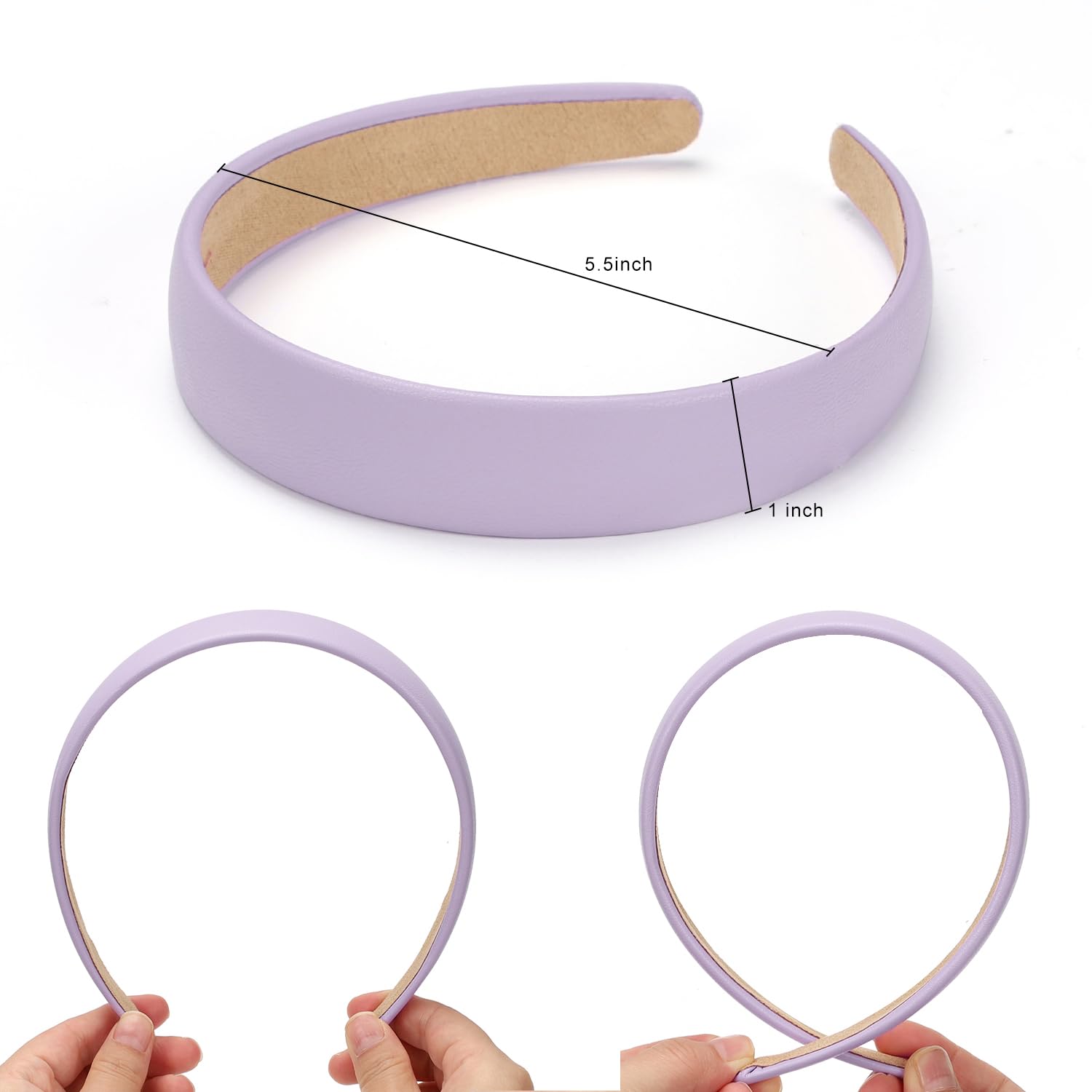 WantGor 1 Inch PU Leather Headband, Wide Padded Hairband Fashion Hair Bands Cute Womens Headbands Holiday DIY Hair Accessories (Purple) - Image 3