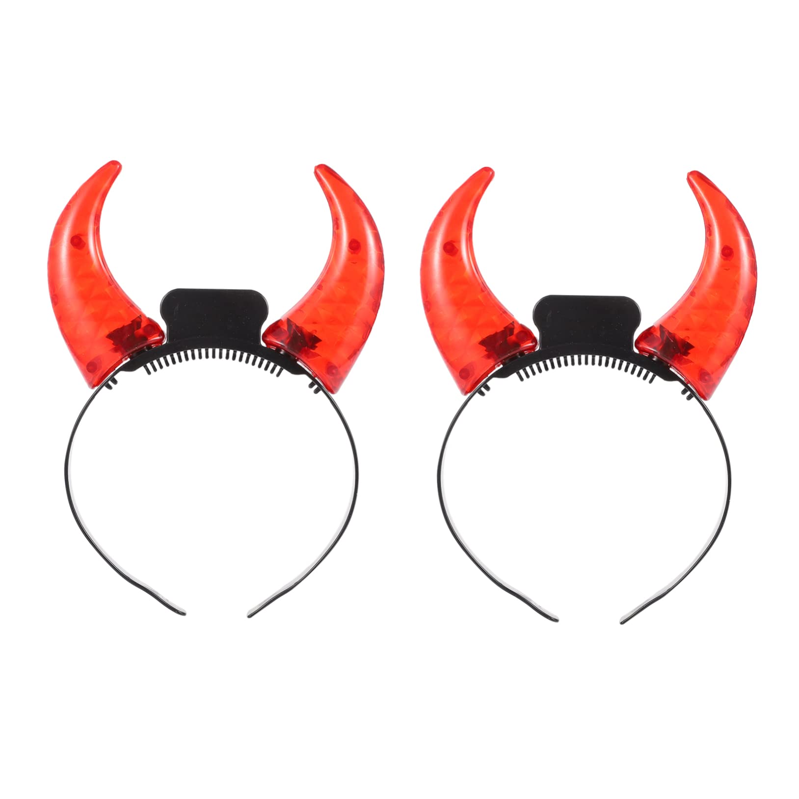 2Pcs Glowing Demon Horn Hairband Led Devil Horns Headband for Halloween Costume Party Accessory for Adults and Kids