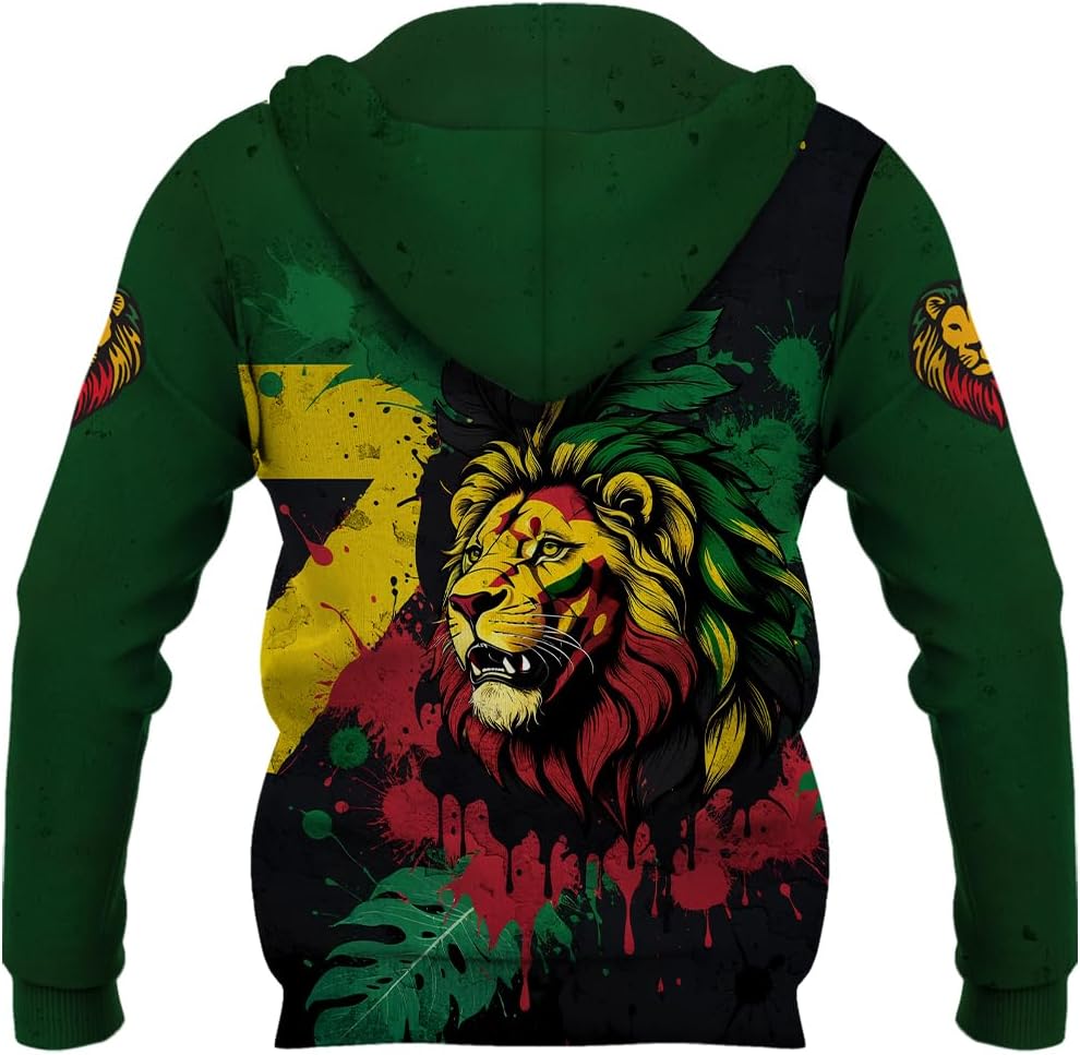 BJU National Flag Hoodie Drawstring Pullover Graphic 3D Printed Long Sleeve Sweatshirt Unisex - Image 3