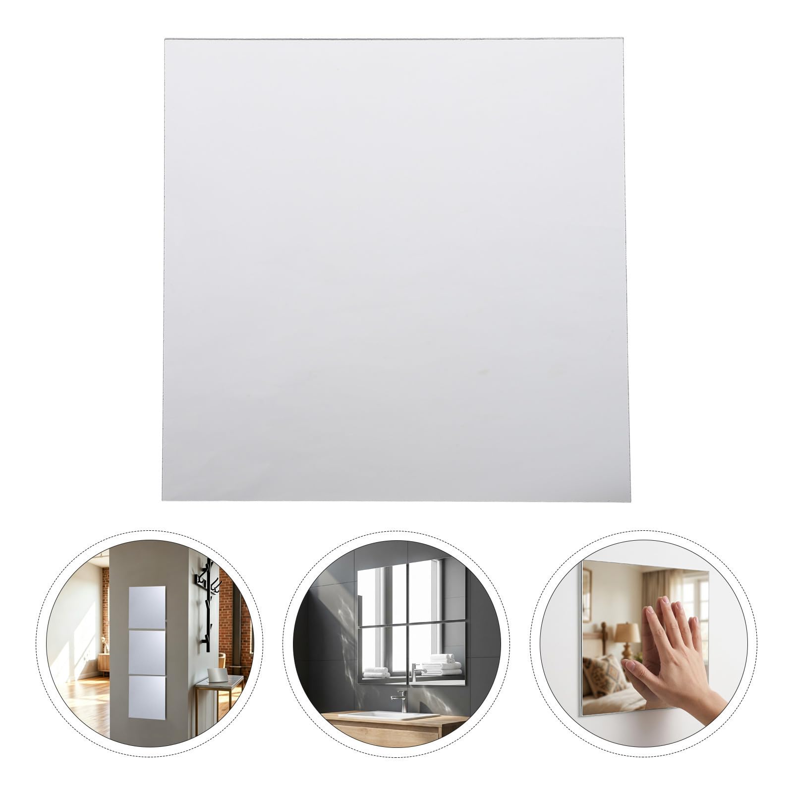 Alipis 10 Piezas Espejo Decorativo de Pared Cuadrado de Acrílico Plata, Autoadhesivo Marco, Ligero y Resistente a Impactos para Sala de Yoga o Gimnasio